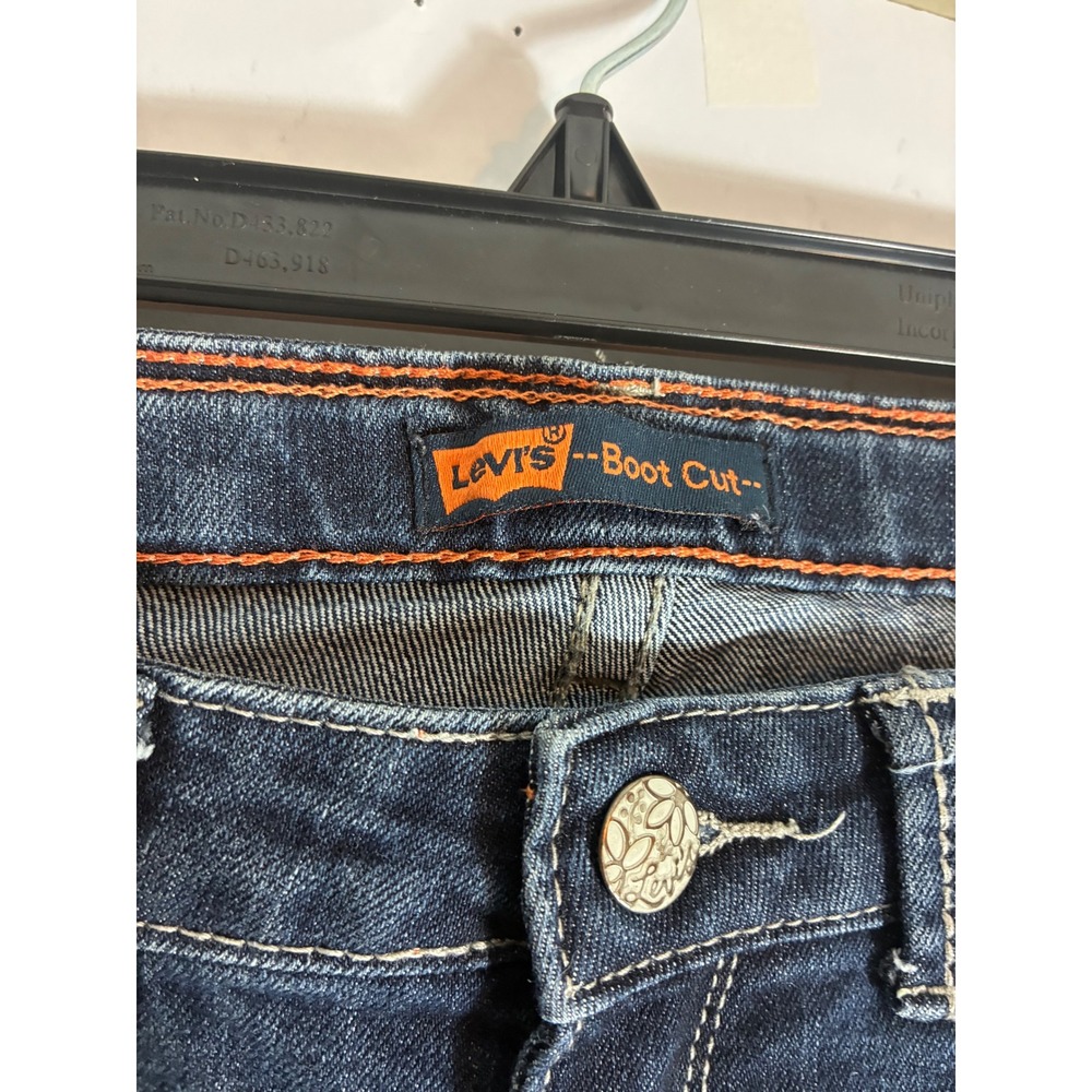Levis Boot Cut Jeans Dark Wash Flap Pocket Y2K Western Denim 16 REG - Picture 2 of 9